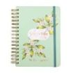 Finocam Flower Journal Agenda de Espiral en Catalan - Anual 2026 - Tapa Dura - Cierre de Goma - Formato E10 - 155X212mm - 1 Dia por Pagina - Color Verde