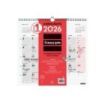 Finocam Calendario de Pared - Anual 2026 - 340x5x330mm - Espacio para Escribir - Color Blanco y Rojo