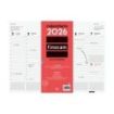 Finocam Vade Protector de Escritorio - Anual 2026 - Encolado - 420x7x310mm - Semana Vista en Vertical - Color Blanco y Rojo