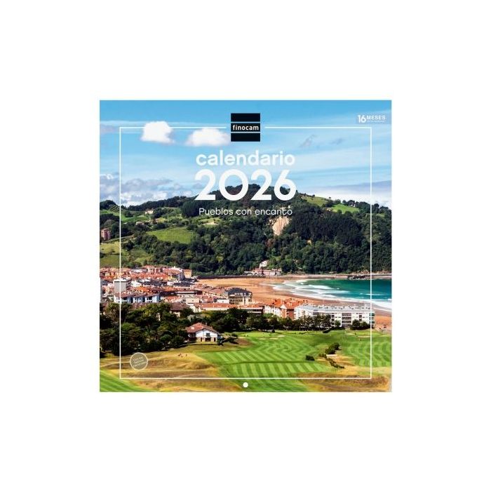 Finocam Calendario de Pared - Anual 2026 - Imagenes Variadas - 300x300mm - Espacio para Escribir - Tematica de Ciudades y Pueblos