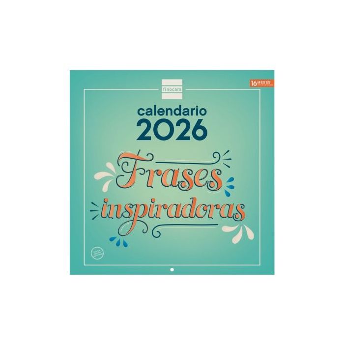 Finocam Calendario de Pared - Anual 2026 - Imagenes Variadas - 300x300mm - Espacio para Escribir - Tematica de Frases Inspiradoras