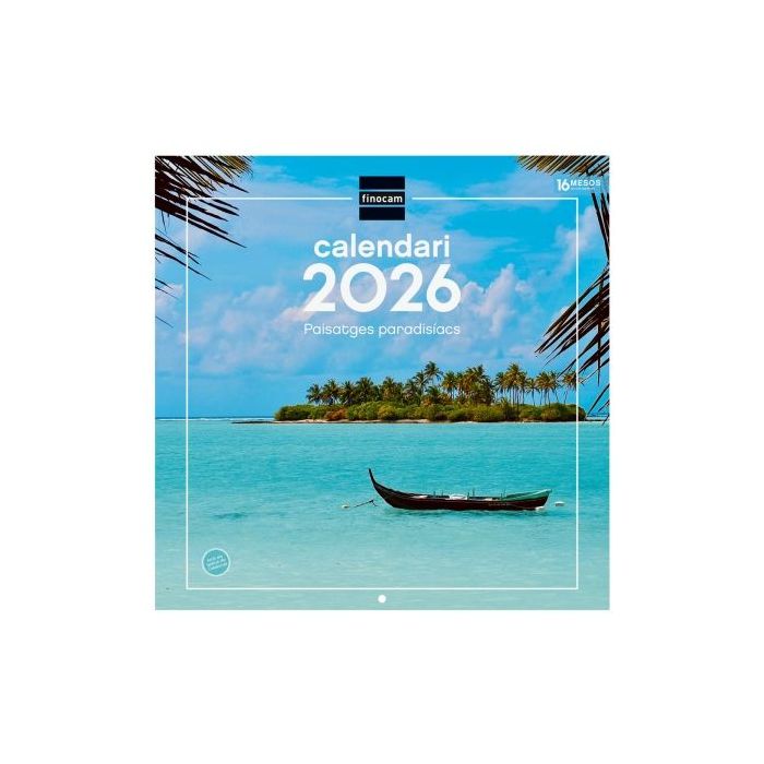 Finocam Calendario de Pared en Catalan - Anual 2026 - Imagenes Variadas - 300x300mm - Espacio para Escribir - Tematica de Paisajes