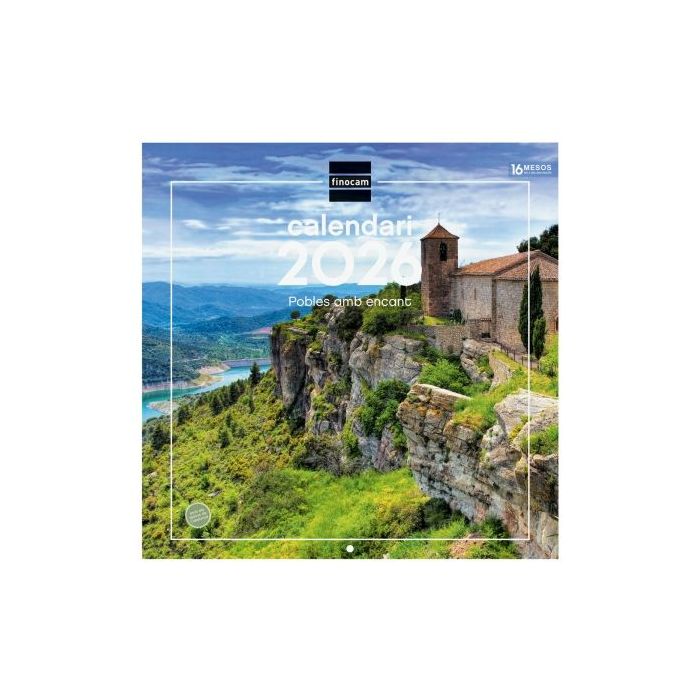 Finocam Calendario de Pared en Catalan - Anual 2026 - Imagenes Variadas - 300x300mm - Espacio para Escribir - Tematica de Ciudades y Pueblos
