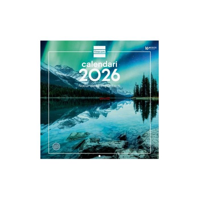 Finocam Calendario de Pared en Catalan - Anual 2026 - Imagenes Variadas - 300x300mm - Espacio para Escribir - Tematica de Naturaleza
