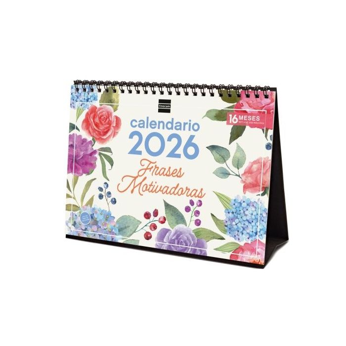 Finocam Calendario de Sobremesa - Anual 2026 - Imagenes Variadas - Espacio para Escribir - Tematica de Frases Motivadoras