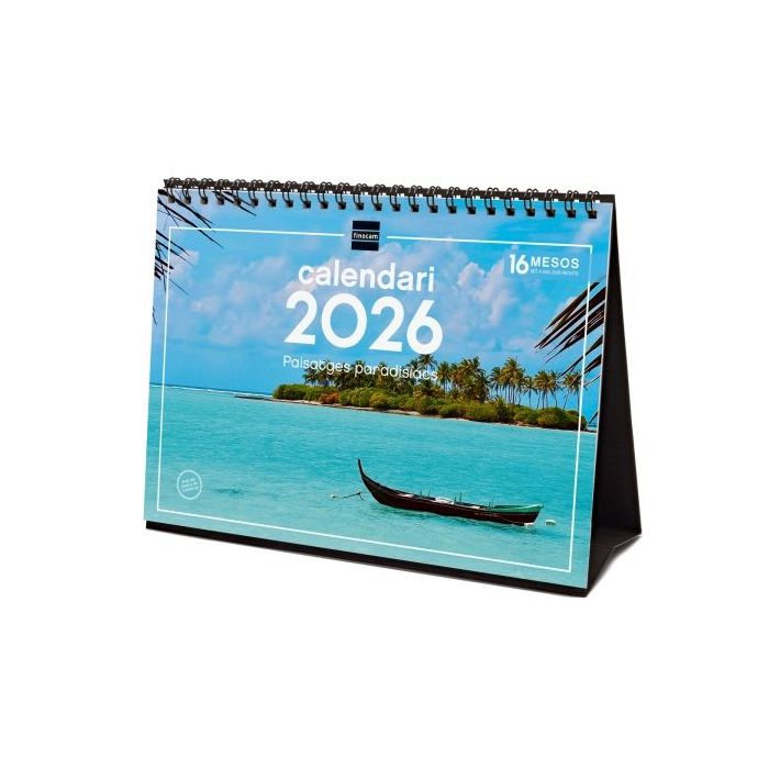Finocam Calendario de Sobremesa en Catalan - Anual 2026 - Imagenes Variadas - Espacio para Escribir - Tematica de Paisajes