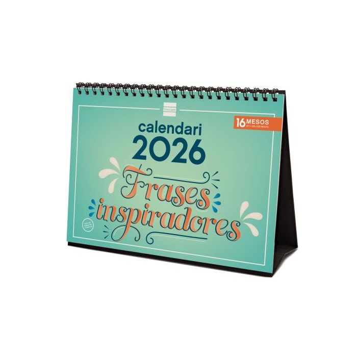 Finocam Calendario de Sobremesa en Catalan - Anual 2026 - Imagenes Variadas - Espacio para Escribir - Tematica de Frases Inspiradoras
