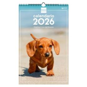 Finocam Calendario de Pared - Anual 2026 - Imagenes Variadas - con Espiral - Espacio para Escribir - Tematica de Cachorros
