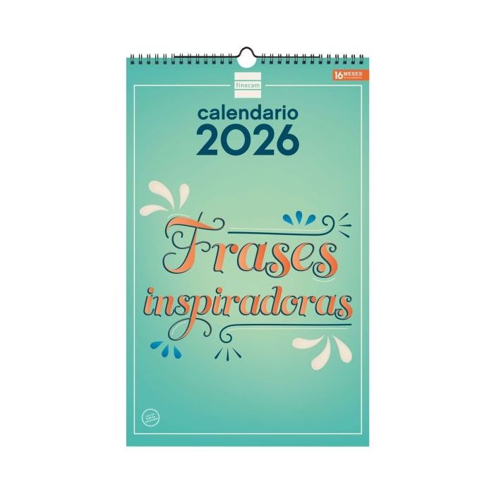 Finocam Calendario de Pared - Anual 2026 - Imagenes Variadas - con Espiral - Espacio para Escribir - Tematica de Frases Inspiradoras