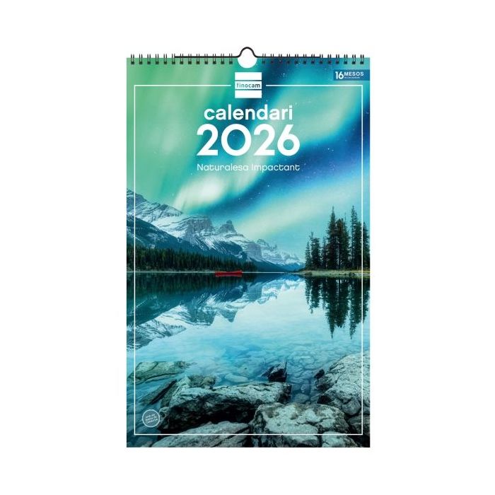 Finocam Calendario de Pared en Catalan - Anual 2026 - Imagenes Variadas - con Espiral - Espacio para Escribir - Tematica de Naturaleza