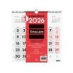 Finocam Calendario de Pared - Anual 2026 - 300x5x310mm - Numeros Grandes - Color Blanco y Rojo