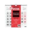 Finocam Calendario de Pared en Catalan - Anual 2026 - 300x5x310mm - Numeros Grandes - Color Blanco y Rojo