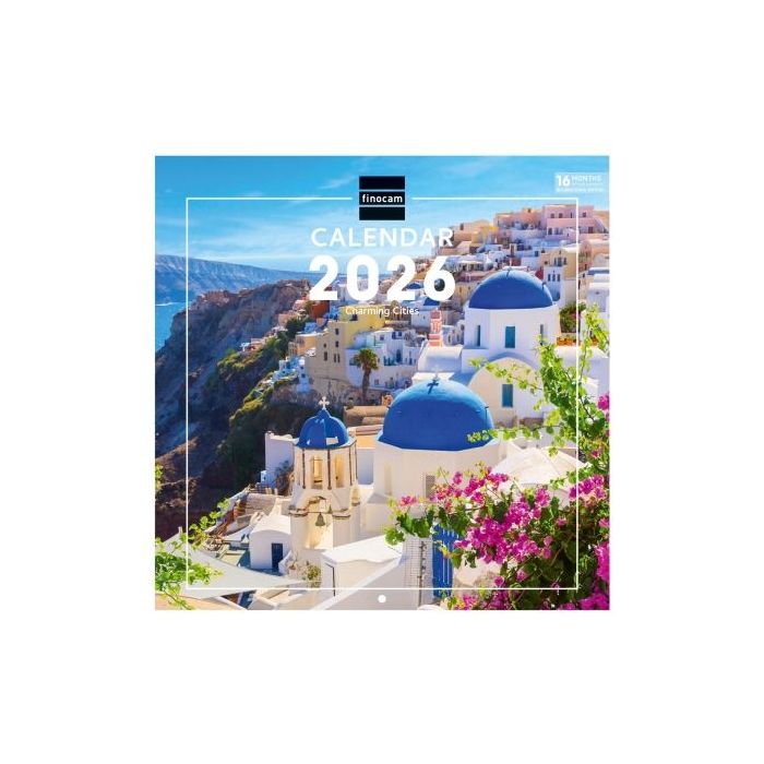 Finocam Calendario de Pared Internacional - Anual 2026 - Imagenes Variadas - 311x5x305mm - Tematica de Ciudades y Pueblos