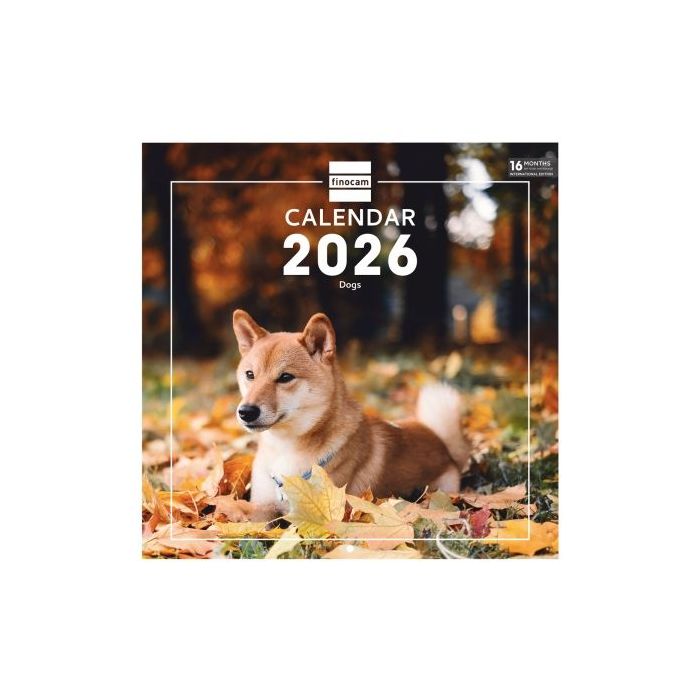 Finocam Calendario de Pared Internacional - Anual 2026 - Imagenes Variadas - 311x5x305mm - Tematica de Perros