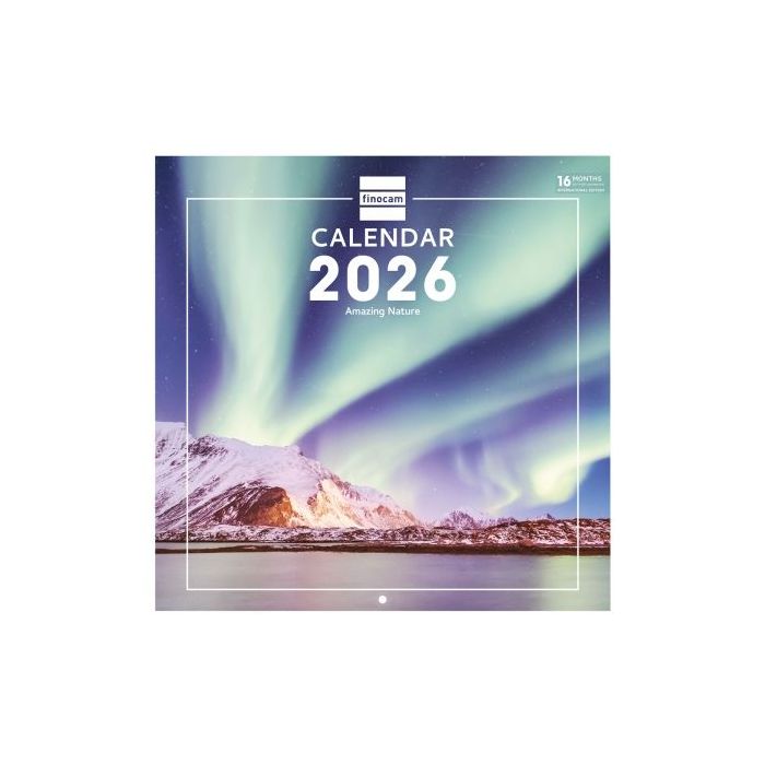 Finocam Calendario de Pared Internacional - Anual 2026 - Imagenes Variadas - 311x5x305mm - Tematica de Naturaleza