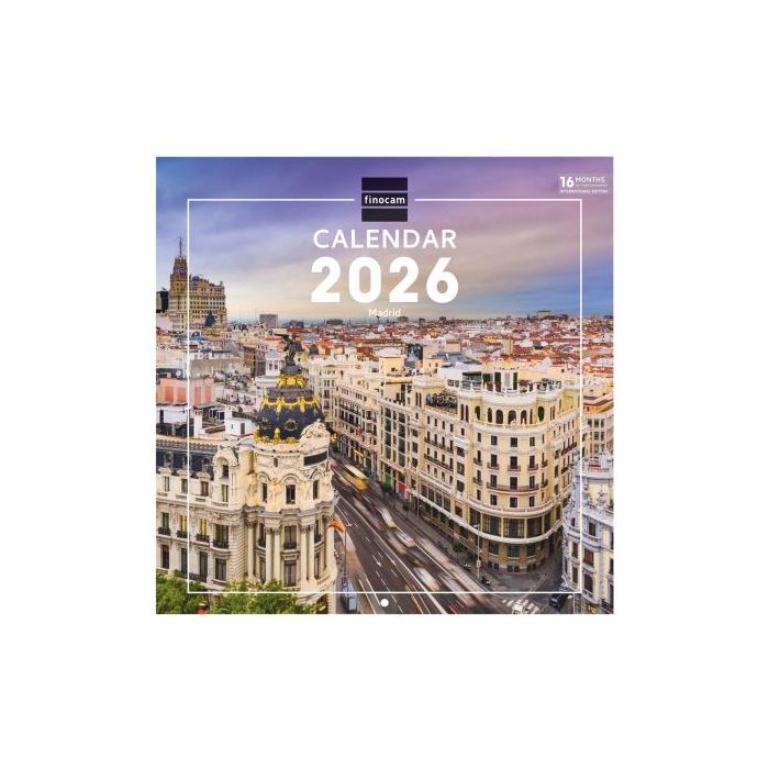 Finocam Calendario de Pared Internacional - Anual 2026 - Imagenes Variadas - 311x5x305mm - Tematica de Madrid
