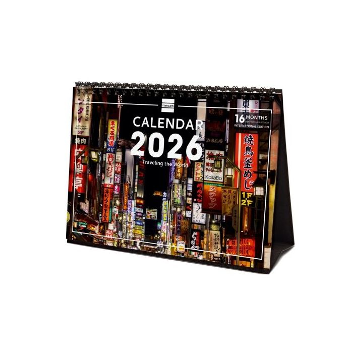 Finocam Calendario de Sobremesa Internacional - Anual 2026 - Imagenes Variadas - 210x70x155mm - Tematica de Viajes