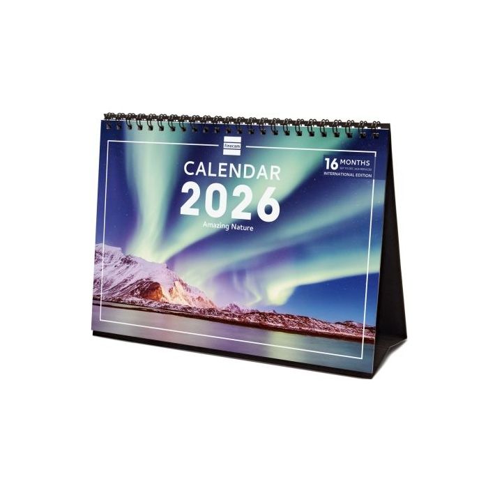 Finocam Calendario de Sobremesa Internacional - Anual 2026 - Imagenes Variadas - 210x70x155mm - Tematica de Naturaleza