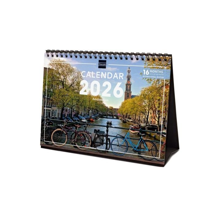 Finocam Calendario de Sobremesa Internacional - Anual 2026 - Imagenes Variadas - 210x70x155mm - Tematica de Amsterdam