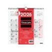 Finocam Calendario de Pared - Anual 2026 - 300x5x310mm - Espacio para Escribir - Color Blanco y Rojo