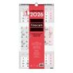 Finocam Calendario de Pared - Anual 2026 - Espacio para Escribir - 236x8x440mm - 3 Meses Vista - Color Blanco y Rojo