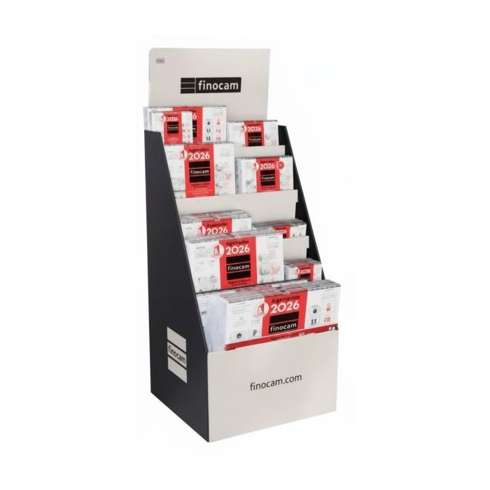 Finocam Expositor de Pie con 125 Calendarios Neutros Surtidos - Anual 2026 - Estructura de Carton - Color Surtidos