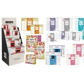 Finocam Expositor de Pie con 163 Calendarios Neutros y Trendy Surtidos en Catalan - Anual 2026 - Estructura de Carton - Color Surtidos