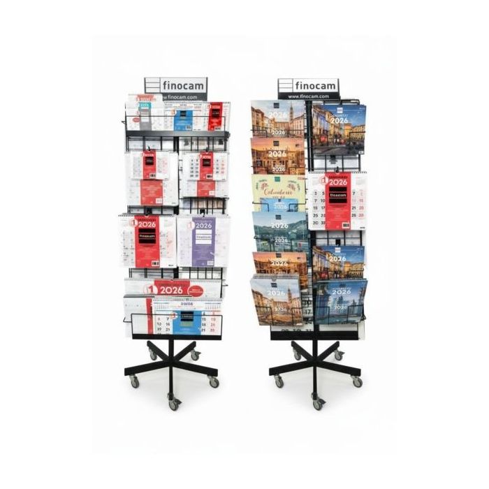 Finocam Pack de 275 Calendarios Surtidos para Expositor de Pie Metalico - Anual 2026 - Color Surtidos