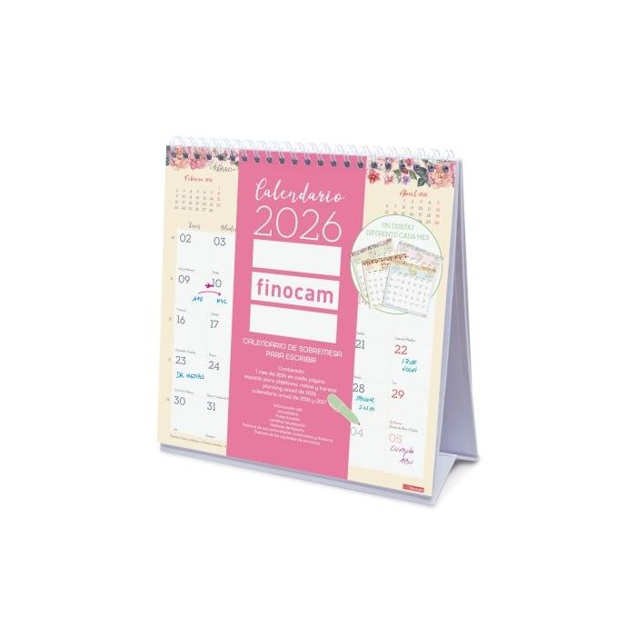 Finocam Design Calendario de Sobremesa - Anual 2026 - 190x70x205mm - Sobremesa - Color Surtidos