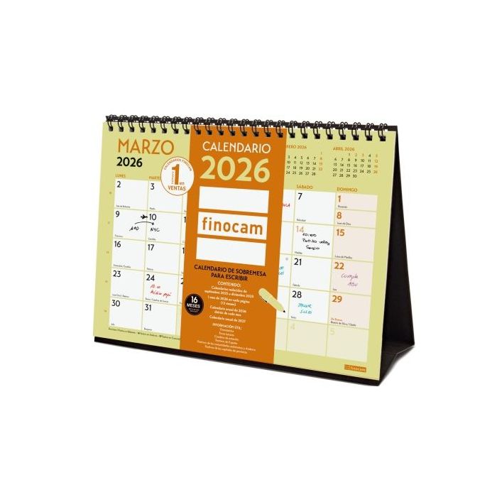 Finocam Grafik Calendario de Sobremesa - Anual 2026 - 210x70x155mm - Espacio para Escribir - Color Surtidos