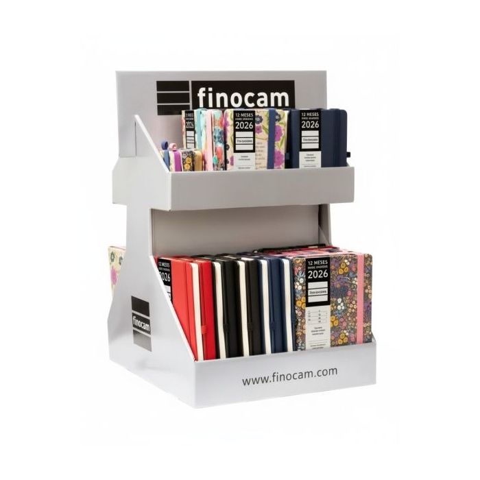 Finocam Minimal Design Expositor Giratorio con 55 Agendas Minimal Surtidas en Catalan - Anual 2026 - Color Surtidos