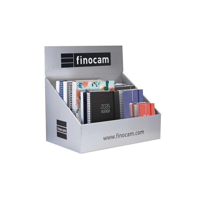 Finocam Expositor con 30 Agendas de Espiral Surtidas en Catalan - Anual 2026 - Color Surtidos