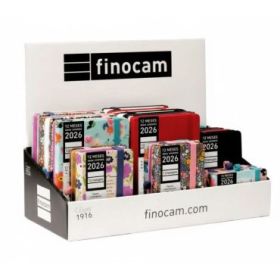 Finocam Minimal Design Expositor con 26 Agendas Minimal Surtidas - Anual 2026 - Color Surtidos