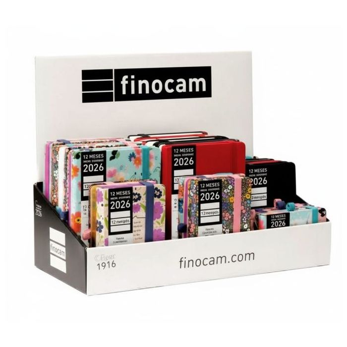 Finocam Minimal Design Expositor con 26 Agendas Minimal Surtidas - Anual 2026 - Color Surtidos