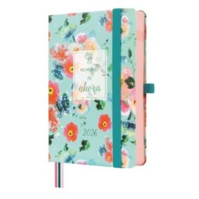 Finocam Minimal Design Agenda - Anual 2026 - Tapa Dura - Cierre con Goma Elastica - Formato M4 - 124x25x174mm - 1 Dia por Pagina - Tematica de Flores