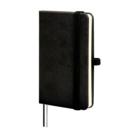 Finocam Minimal Textura Agenda - Anual 2026 - Tapa Dura - Cierre con Goma Elastica - Formato M2 - 86x17x132mm - Semana Vista Horizontal - Color Negro