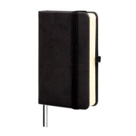 Finocam Minimal Textura Agenda - Anual 2026 - Tapa Dura - Cierre con Goma Elastica - Formato M2 - 86x27x132mm - 1 Dia por Pagina - Color Negro