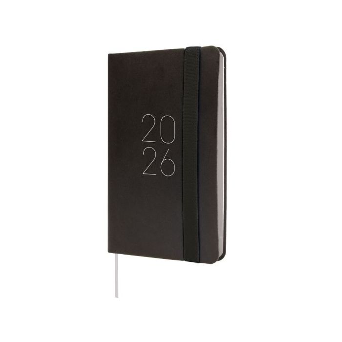 Finocam Flexi Lisa Agenda en Catalan - Anual 2026 - Tapa Blanda - Formato F2 - 85x13x130mm - Semana Vista Horizontal - Color Negro