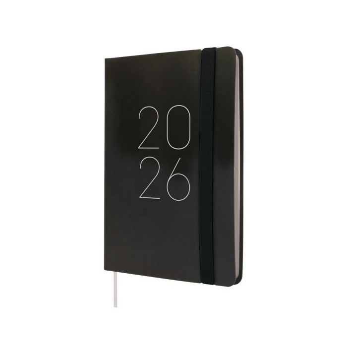 Finocam Flexi Lisa Agenda - Anual 2026 - Tapa Blanda - Formato F4 - 120x13x172mm - Semana Vista Horizontal - Color Negro