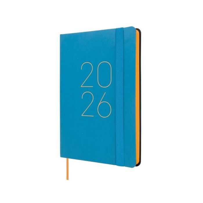 Finocam Flexi Lisa Agenda en Catalan - Anual 2026 - Tapa Blanda - Formato F4 - 120x13x172mm - Semana Vista Horizontal - Color Azul