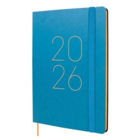 Finocam Flexi Lisa Agenda en Catalan - Anual 2026 - Tapa Blanda - Formato FA5 - 151x13x214mm - Semana Vista en Vertical - Color Azul