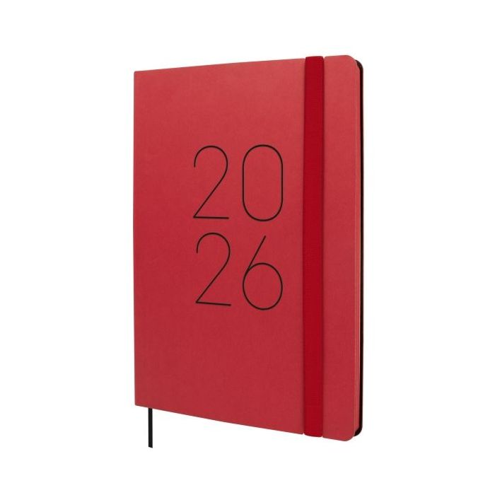 Finocam Flexi Lisa Agenda en Catalan - Anual 2026 - Tapa Blanda - Formato FA5 - 151x13x214mm - Semana Vista en Vertical - Color Rojo