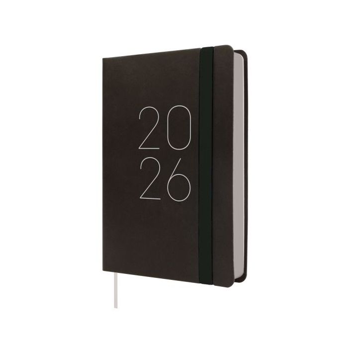 Finocam Flexi Lisa Agenda - Anual 2026 - Tapa Blanda - Formato F4 - 120x23x172mm - 1 Dia por Pagina - Color Negro