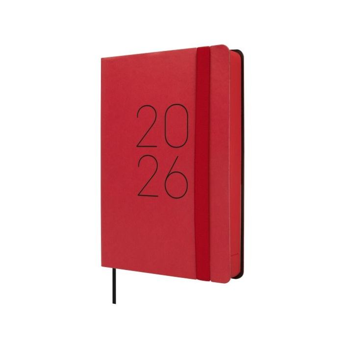 Finocam Flexi Lisa Agenda en Catalan - Anual 2026 - Tapa Blanda - Formato F4 - 120x23x172mm - 1 Dia por Pagina - Color Rojo