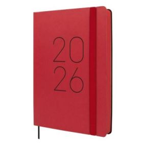 Finocam Flexi Lisa Agenda - Anual 2026 - Tapa Blanda - Formato FA5 - 151x23x214mm - 1 Dia por Pagina - Color Rojo