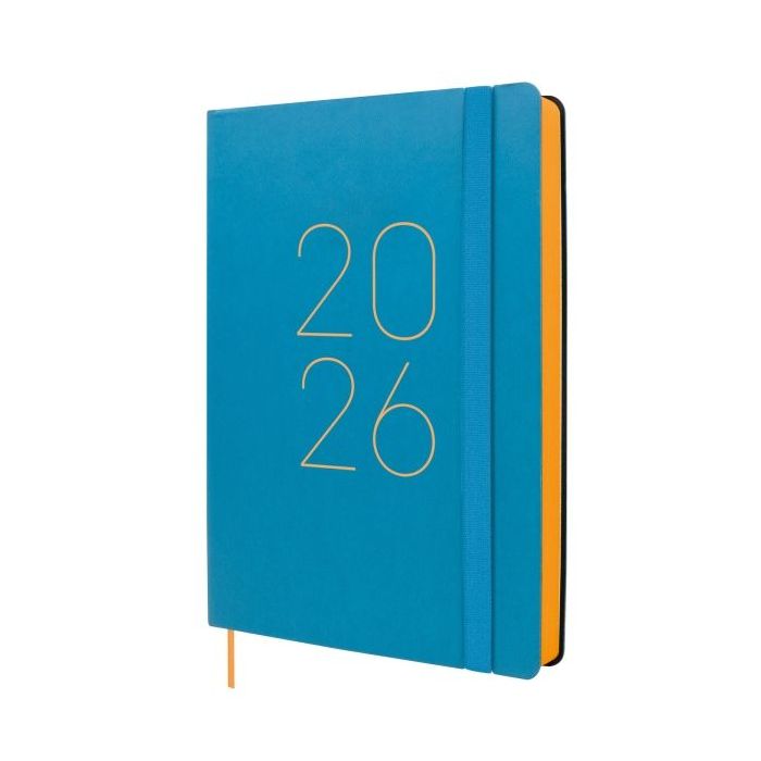 Finocam Flexi Lisa Agenda en Catalan - Anual 2026 - Tapa Blanda - Formato FA5 - 151x23x214mm - 1 Dia por Pagina - Color Azul