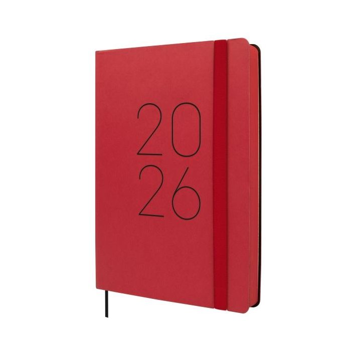 Finocam Flexi Lisa Agenda en Catalan - Anual 2026 - Tapa Blanda - Formato FA5 - 151x23x214mm - 1 Dia por Pagina - Color Rojo