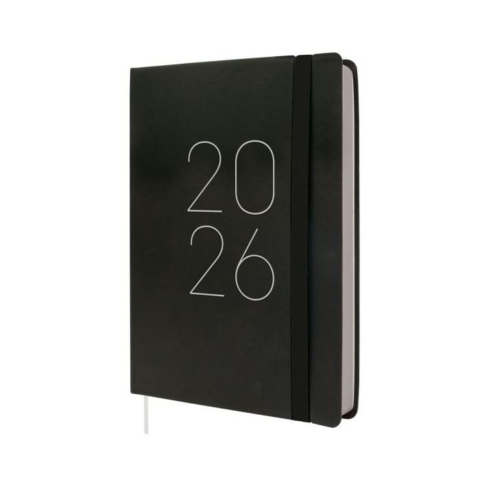 Finocam Flexi Lisa Agenda en Catalan - Anual 2026 - Tapa Blanda - Formato FA5 - 151x23x214mm - 1 Dia por Pagina - Color Negro
