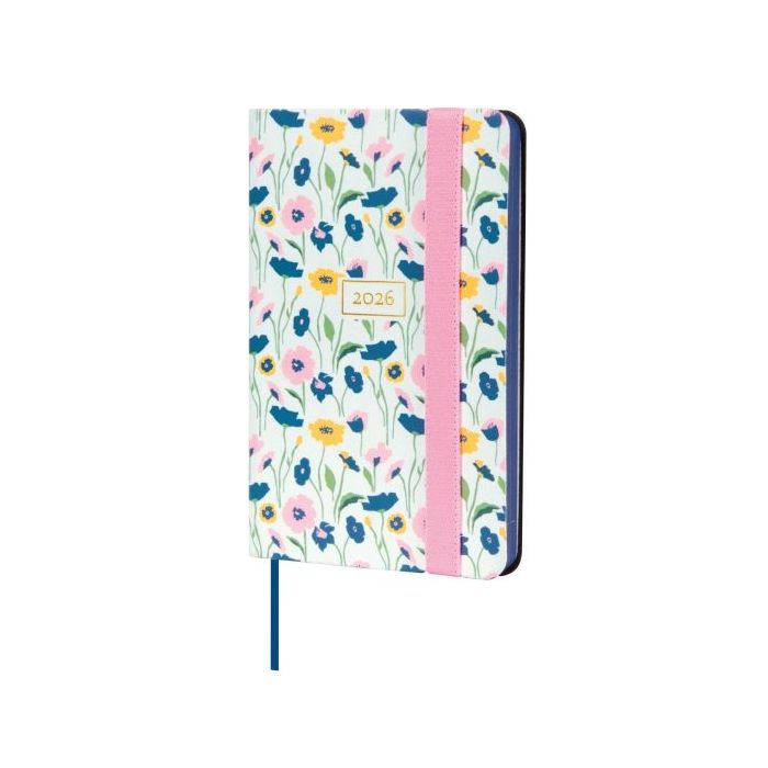 Finocam Flexi Joy Agenda - Anual 2026 - Tapa Blanda - Formato F2 - 85x13x130mm - Semana Vista Horizontal - Tematica de Flores