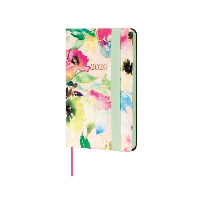 Finocam Flexi Joy Agenda en Catalan - Anual 2026 - Tapa Blanda - Formato F2 - 85x13x130mm - Semana Vista Horizontal - Tematica de Flores